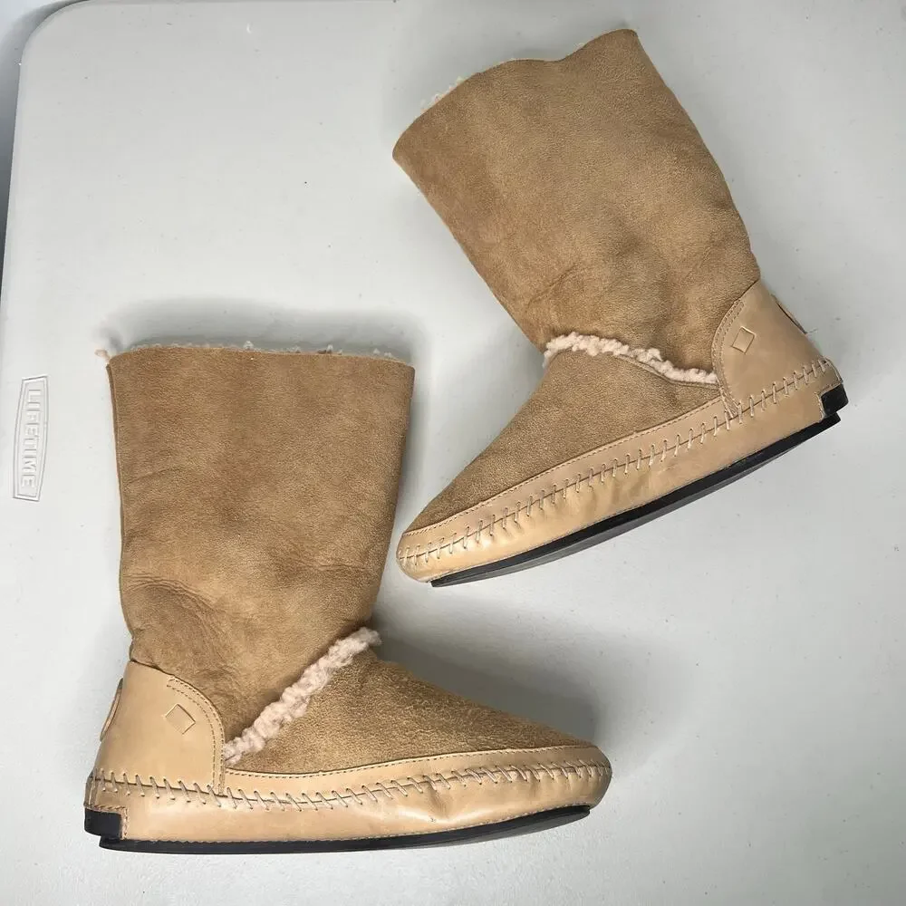 Tory Burch Moccasin Shearling Boots Size 9
